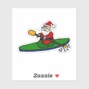 Funny Santa Claus Kayaking Christmas Cartoon