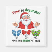 Funny Santa Claus Lost Hat Matching Game Magnet