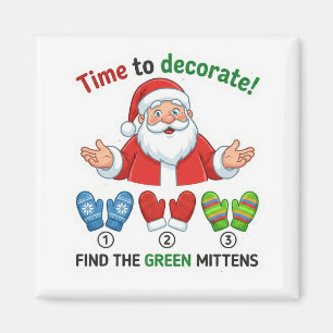 Funny Santa Claus Lost Hat Matching Game Magnet