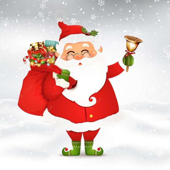 Funny Santa Claus Magnet (Illustration of Santa Claus and a red bag of toys.  )