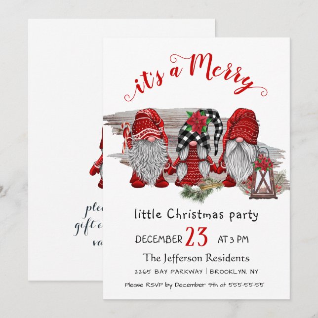 Funny Santa Claus Merry Christmas Little Party Invitation (Front/Back)