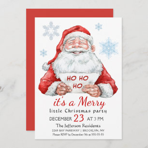 Funny Santa Claus Merry Christmas Little Party Invitation