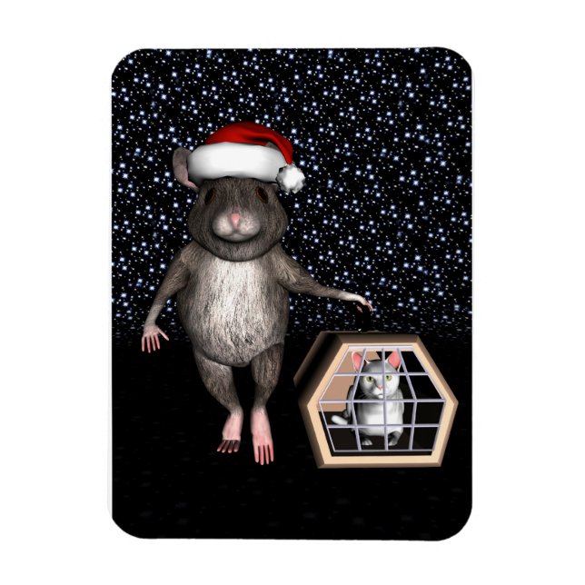 Funny Santa Claus Mouse Magnet (Vertical)