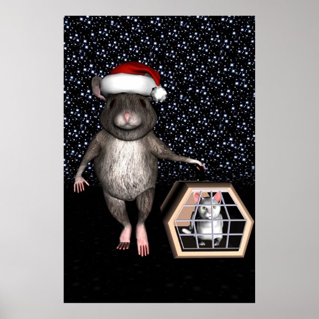 Funny Santa Claus Mouse Poster (Front)