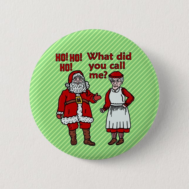 Funny Santa Claus & Mrs Christmas 6 Cm Round Badge (Front)