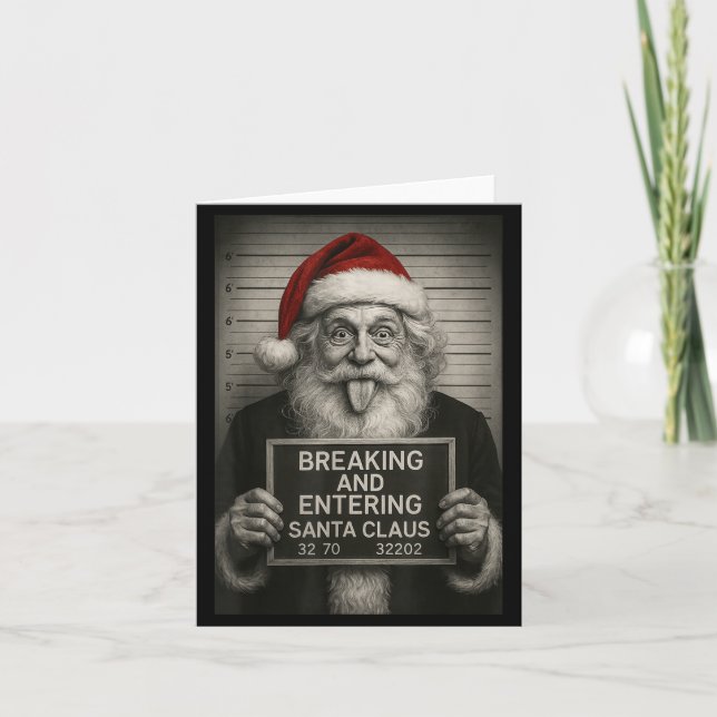 Funny Santa Claus Mugshot Christmas – Santa Xmas  Card (Front)