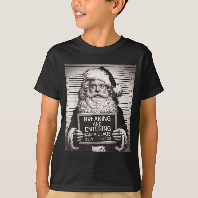 Funny Santa Claus Mugshot Christmas – Santa Xmas  T-Shirt (Front)