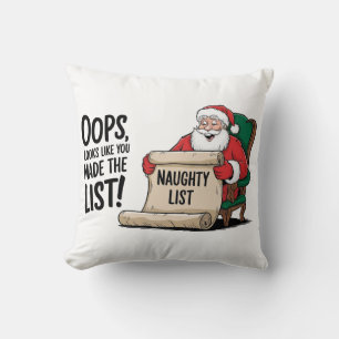Funny Santa Claus Naughty List Christmas Design  Cushion
