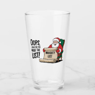 Funny Santa Claus Naughty List Christmas Design  Glass