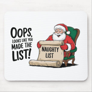 Funny Santa Claus Naughty List Christmas Design Mouse Pad