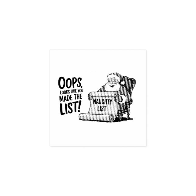 Funny Santa Claus Naughty List Christmas Design  Rubber Stamp (Imprint)