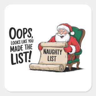 Funny Santa Claus Naughty List Christmas Design  Square Sticker