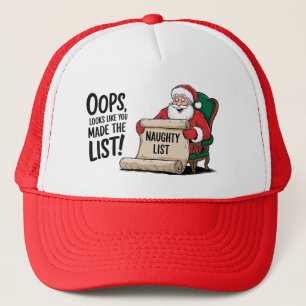Funny Santa Claus Naughty List Christmas Design  Trucker Hat