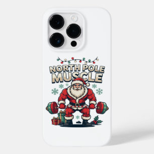 Funny Santa Claus North Pole Muscle Christmas Gym Case-Mate iPhone 14 Pro Case