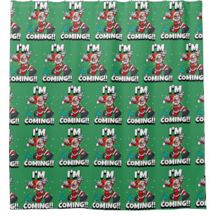 Funny Santa Claus Pattern Humourous Christmas Shower Curtain