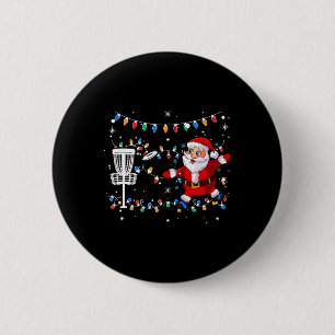 Funny Santa Claus Playing Disc Golf Ugly Christmas 6 Cm Round Badge