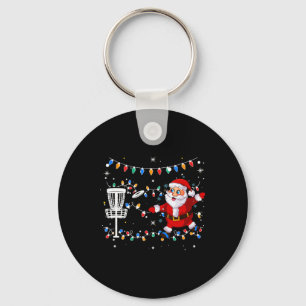 Funny Santa Claus Playing Disc Golf Ugly Christmas Key Ring