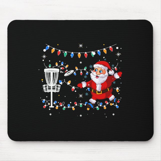 Funny Santa Claus Playing Disc Golf Ugly Christmas Mouse Pad (Front)