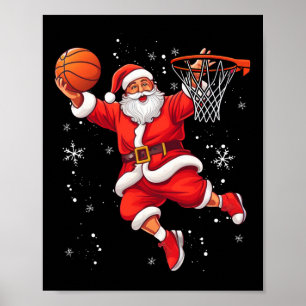 Funny Santa Claus Playing Sketll Merry Christmas B Poster