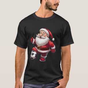 Funny Santa Claus Playing Soccer Football Christma T-Shirt