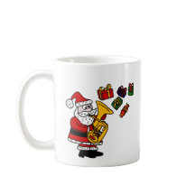 Funny Santa Claus Playing Tuba Christmas Art