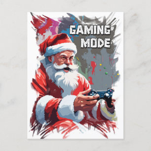 Funny Santa Claus Playing Video Games on XMAS Postcard