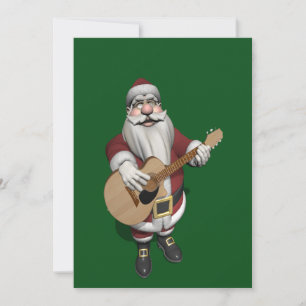 Funny Santa Claus Plays Accoustic Guitar Holiday Card