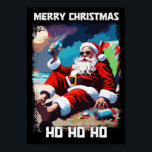 Funny Santa Claus relaxing on the beach pop art Poster<br><div class="desc">Funny Santa Claus surfing in the summer pop art illustration / Lustiger Weihnachtsmann, der in der Sommer-Pop-Art-Illustration surft / Divertido Papá Noel surfeando en la ilustración del arte pop de verano / Divertente Babbo Natale che naviga nell'illustrazione pop art estiva ✪ #NaumovskiArt #SantaClaus #Christmas #Xmas #Funny #Surfing #Surf #Summer #Humour...</div>