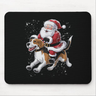 Funny Santa Claus Riding Beagle Dog Christmas For Mouse Pad