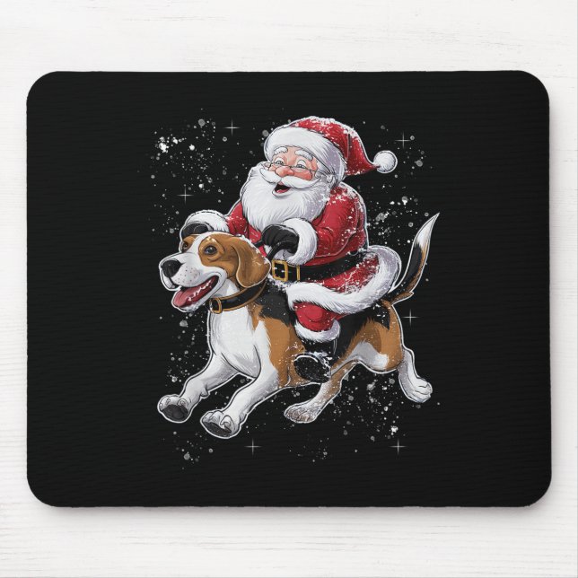 Funny Santa Claus Riding Beagle Dog Christmas For  Mouse Pad (Front)