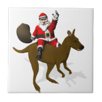 Funny Santa Claus Riding On Kangaroo
