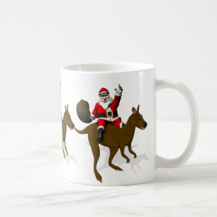 Funny Santa Claus Riding On Kangaroo Coffee Mug