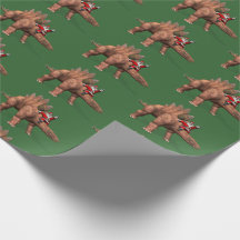 Funny Santa Claus Riding On Stegosaurus Dinosaur