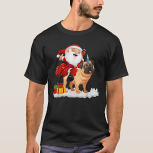 Funny Santa Claus Riding Pug Xmas Dog Lover Pajama T-Shirt