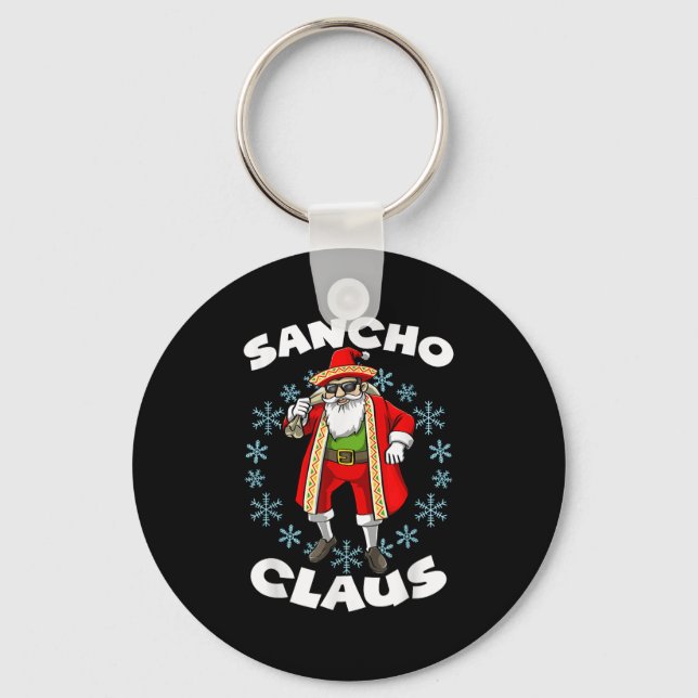 Funny Santa Claus Sancho Mexican Santa Claus Chris Key Ring (Front)