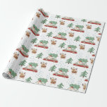 Funny Santa Claus Snowy Forrest Christmas Wrapping Paper<br><div class="desc">Get into the festive spirit with this cute modern Santa Claus delivering gifts in a limousine surrounded by green trees and snow.  Surely a wrapping paper that will make your presents for the little one extra special this holiday season.</div>