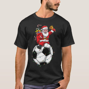 Funny Santa Claus Soccer Player Ball Christmas Cut T-Shirt