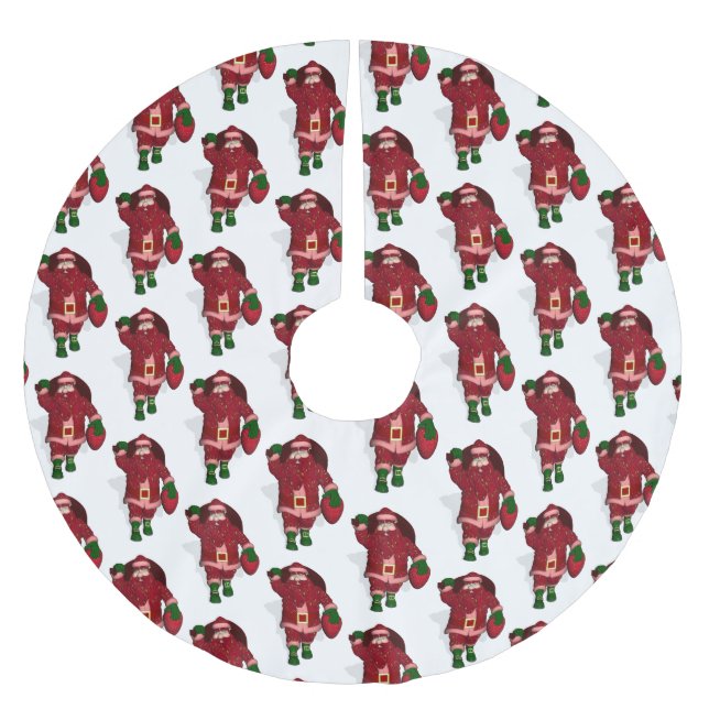 Funny Santa Claus Strawberry Farmer Brushed Polyester Tree Skirt (Front)