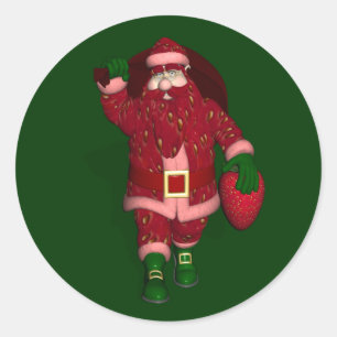 Funny Santa Claus Strawberry Farmer Classic Round Sticker