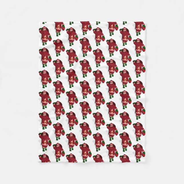 Funny Santa Claus Strawberry Farmer Fleece Blanket (Front)