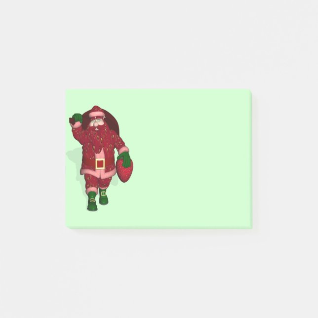 Funny Santa Claus Strawberry Farmer Post-it Notes (Front)