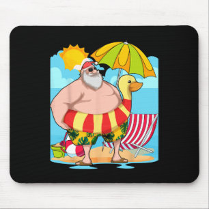 Funny Santa Claus Summer Hawaiian Tropical Christm Mouse Pad