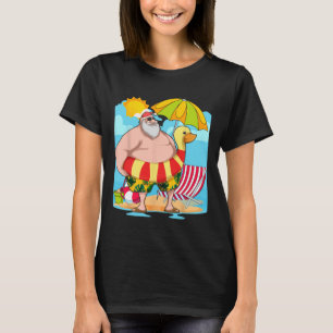 Funny Santa Claus Summer Hawaiian Tropical Christm T-Shirt