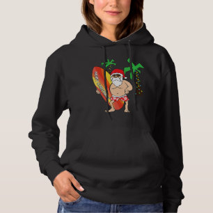 Funny Santa Claus Surfing Christmas In Hawaii July Hoodie