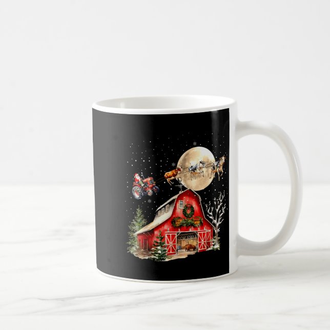 Funny Santa Claus Tractor Cows Farm Farmer Christm Coffee Mug (Right)
