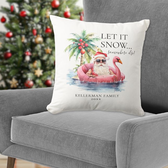 Funny Santa Claus Tropical Beach Christmas Cushion (Funny Santa Claus Tropical Beach Christmas Throw Pillow)