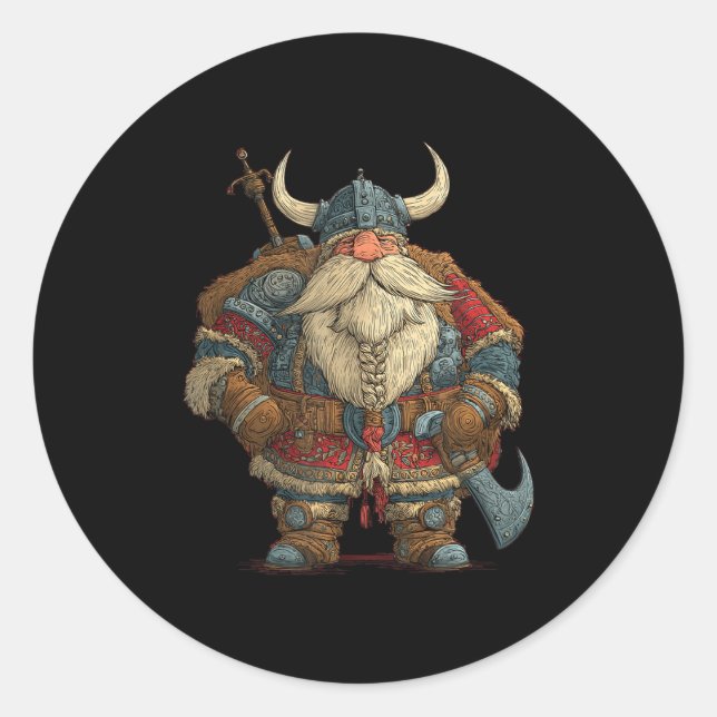 Funny Santa Claus Viking Costume For Boys And Girl Classic Round Sticker (Front)