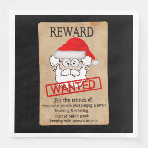 Funny Santa Claus Wanted Poster Napkin