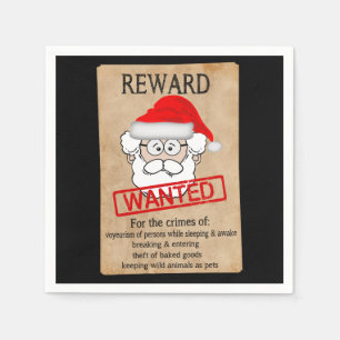 Funny Santa Claus Wanted Poster Napkin