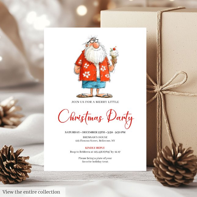 Funny Santa Claus Watercolor Festive Party Invite (Funny Santa Claus Watercolor Festive Party Invite)